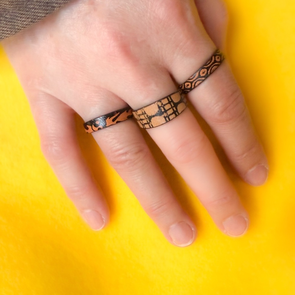 Leather painted tattoo rings 2 - a set of 3